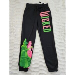 Black 'Wicked' Graphic Jogger Pants - Neon Pink & Green